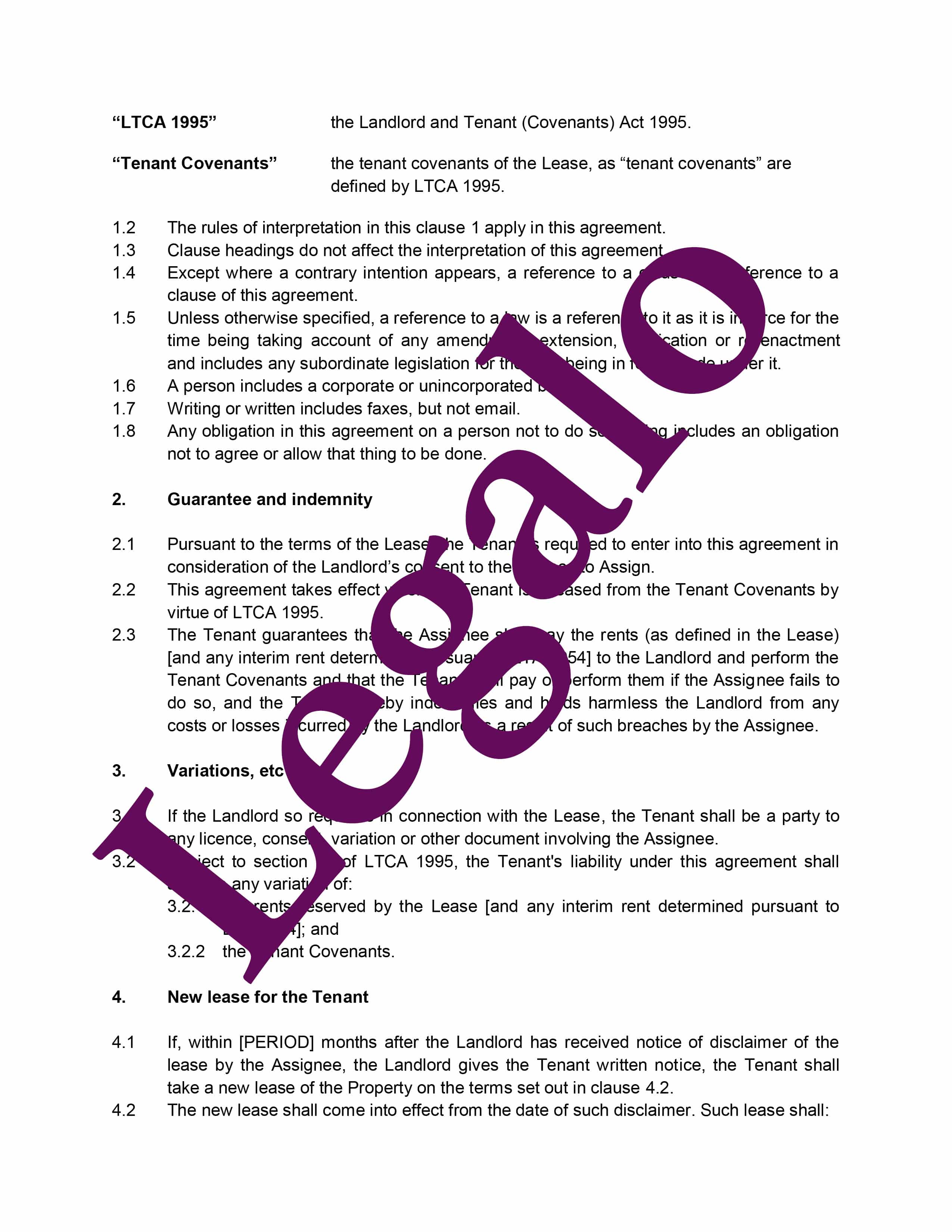 authorised guarantee agreement assignment