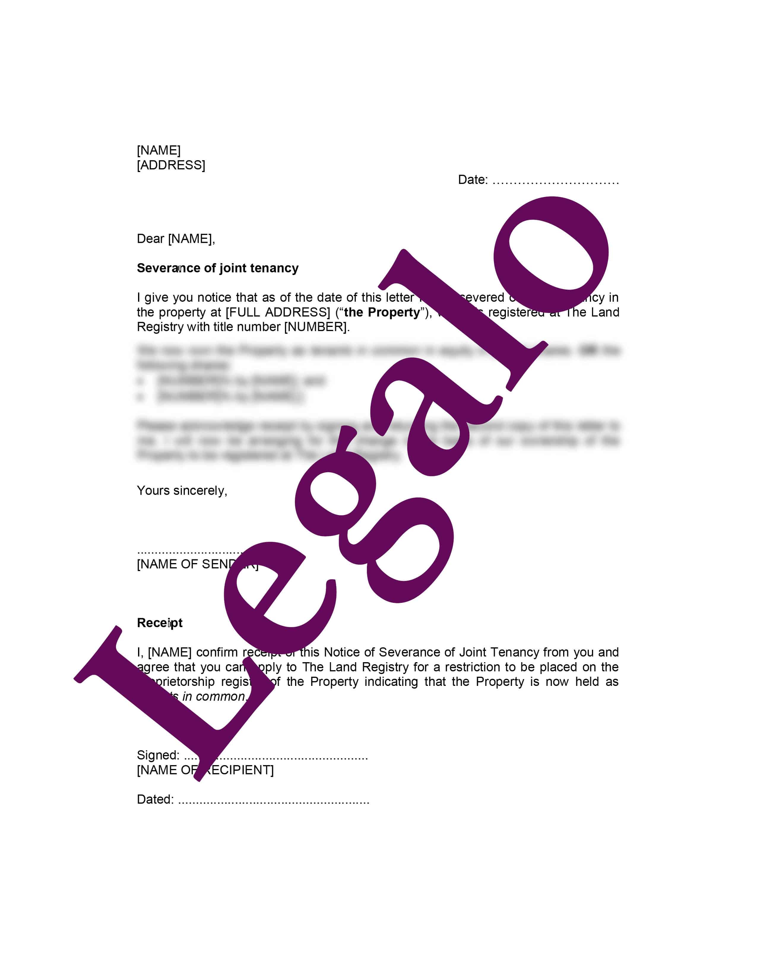 Joint Tenancy Agreement Template Free from www.legalo.co.uk