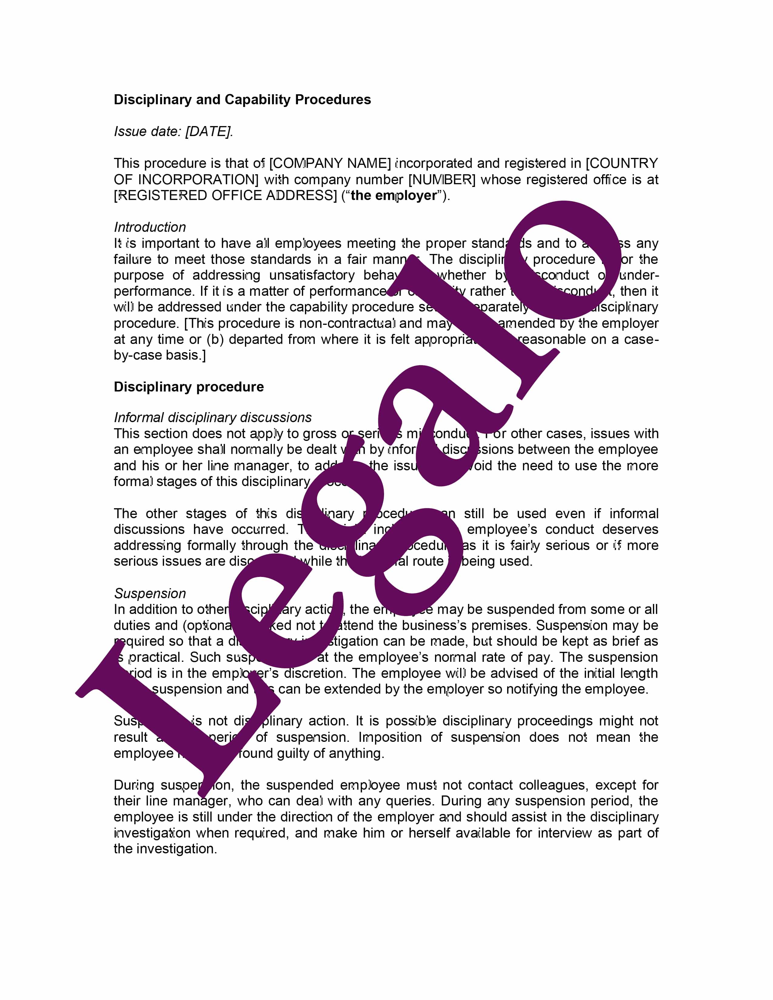 Disciplinary Procedure Policy Legalo United Kingdom disciplinary-procedure-policy-legalo-united-kingdom