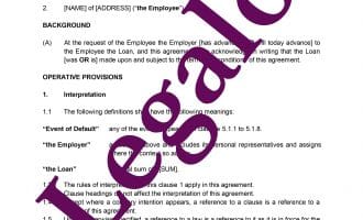 Employee loan agreement preview image page 1