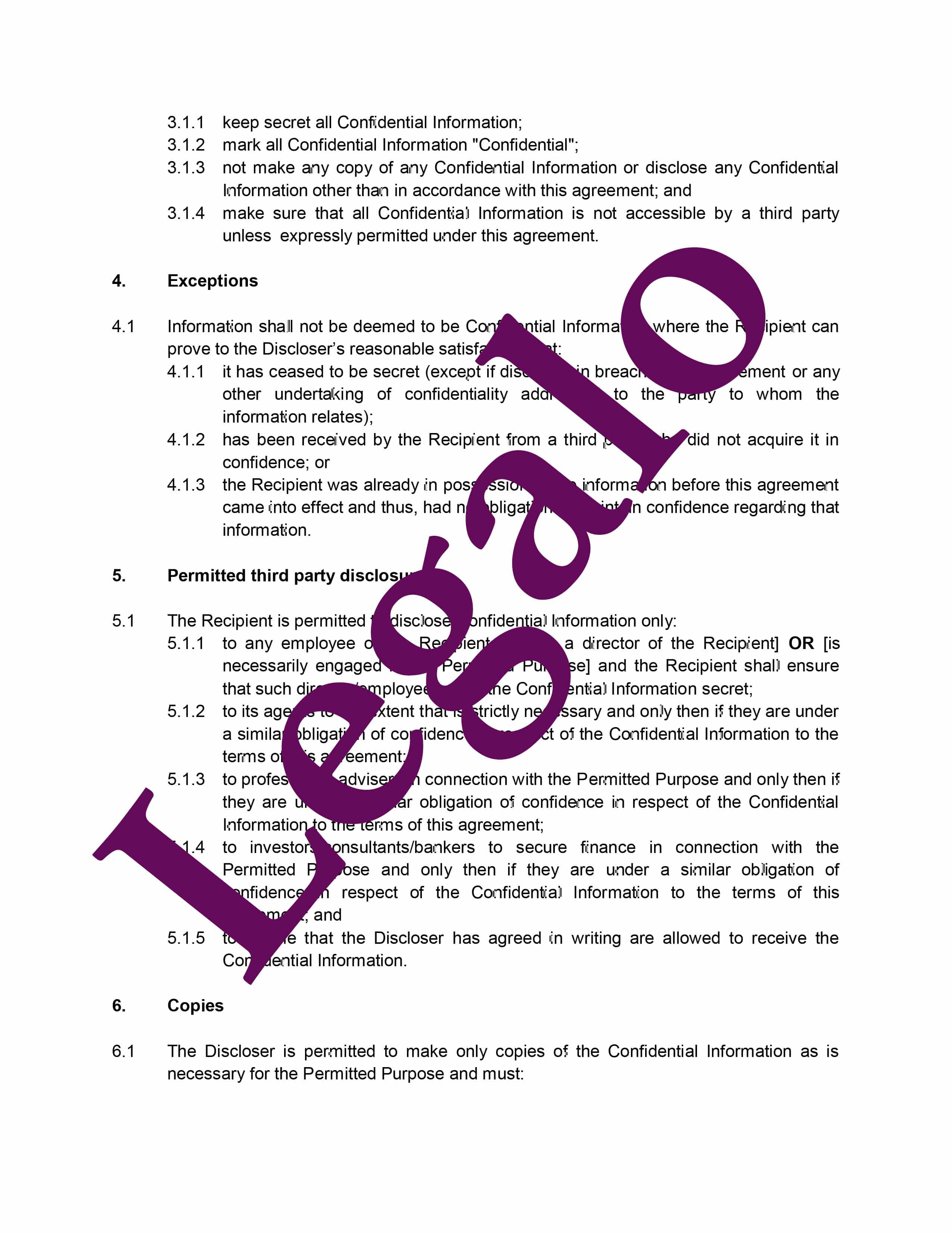 Reciprocal NonDisclosure Agreement Template Legalo, U.K.