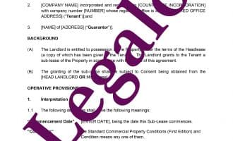 sub-lease agreement preview image page 1