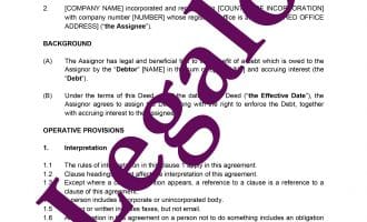 deed of assignment of debt sample
