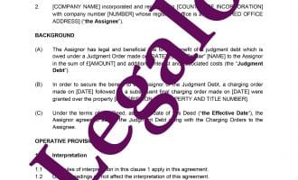 Deed of assignment of a judgment debt template preview image page 1