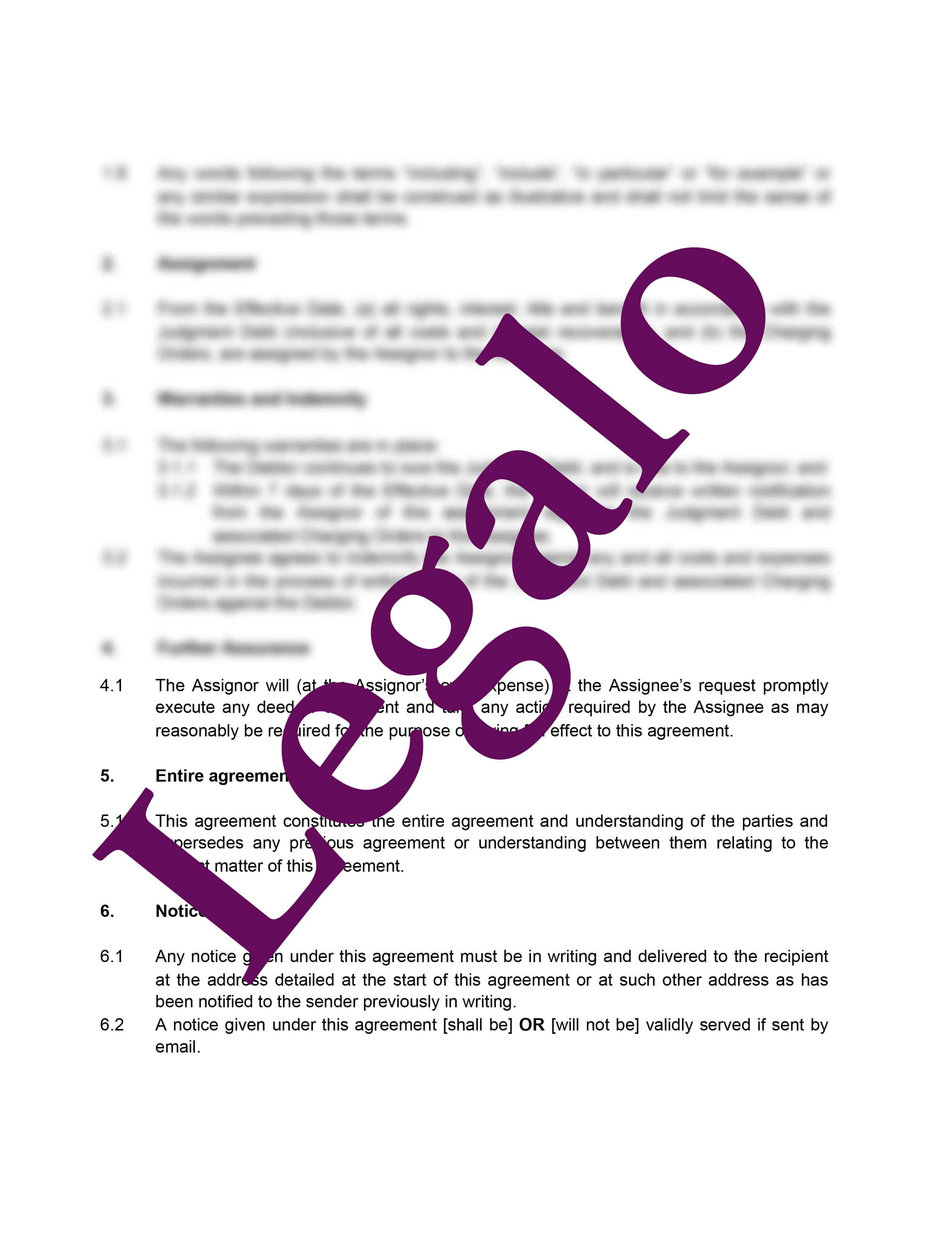 assignment of debt vat