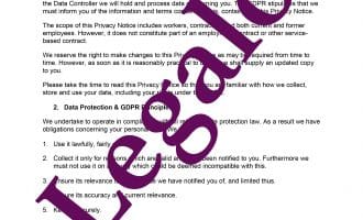 Staff and contractor data privacy notice template preview image page 1