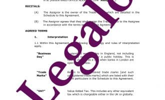 Trademark assignment template preview image page 1