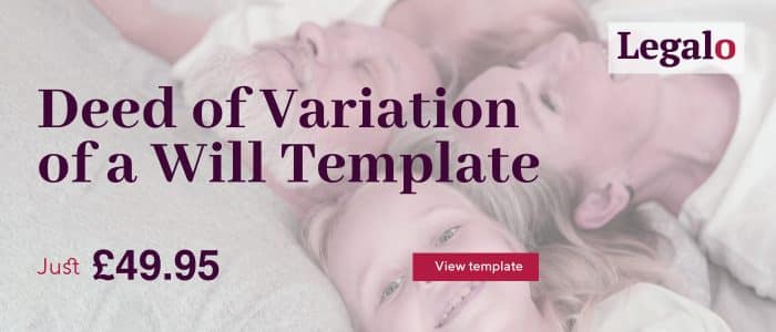 Advert image for buying a Deed of Variation of a Will template.